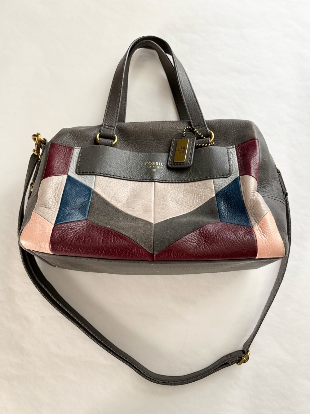 Fossil Amanda Multi-Color Leather Satchel Bag